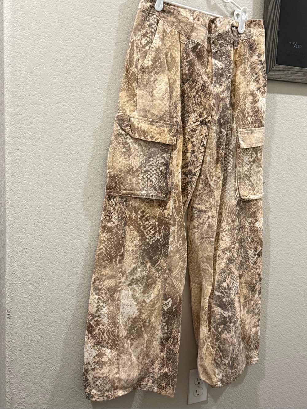 SHEIN Brown Snakeskin Cargo Jeans